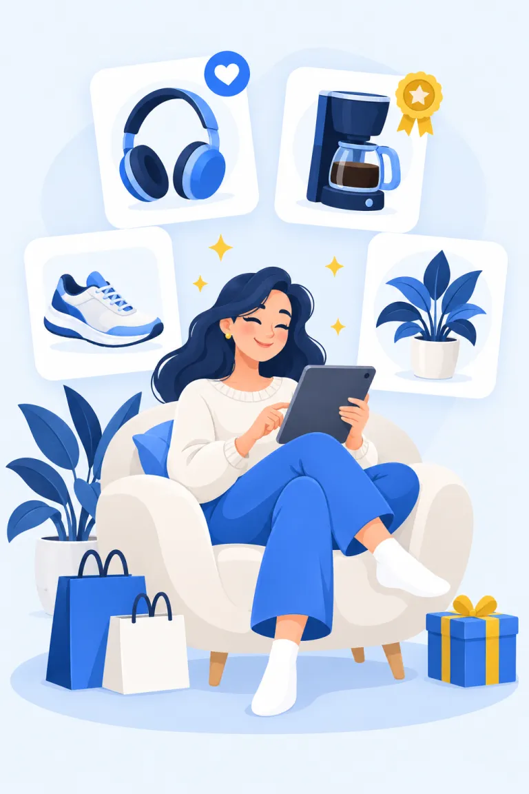 Illustration of a shopper saving favorite products